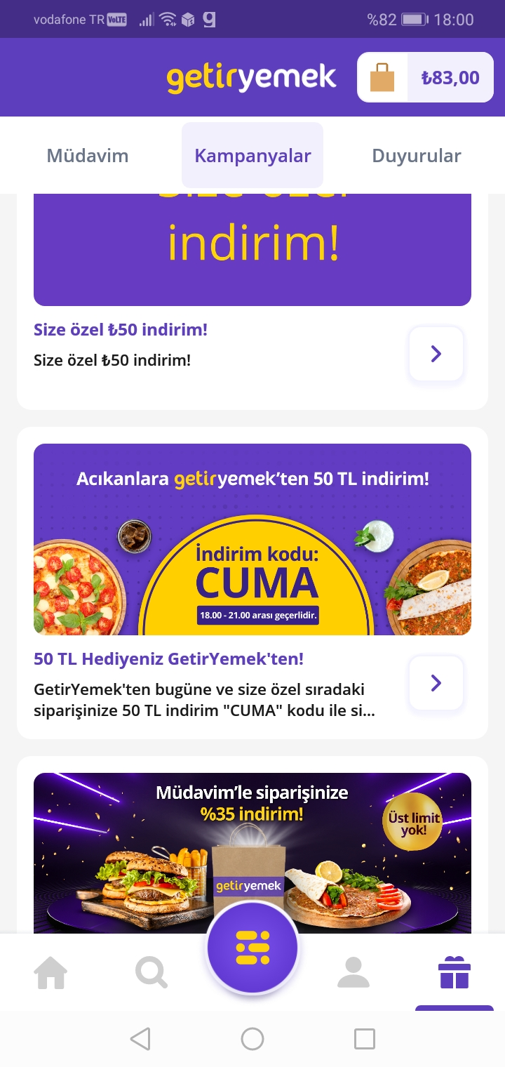 GETİRDEN 50TL İNDİRİM 
