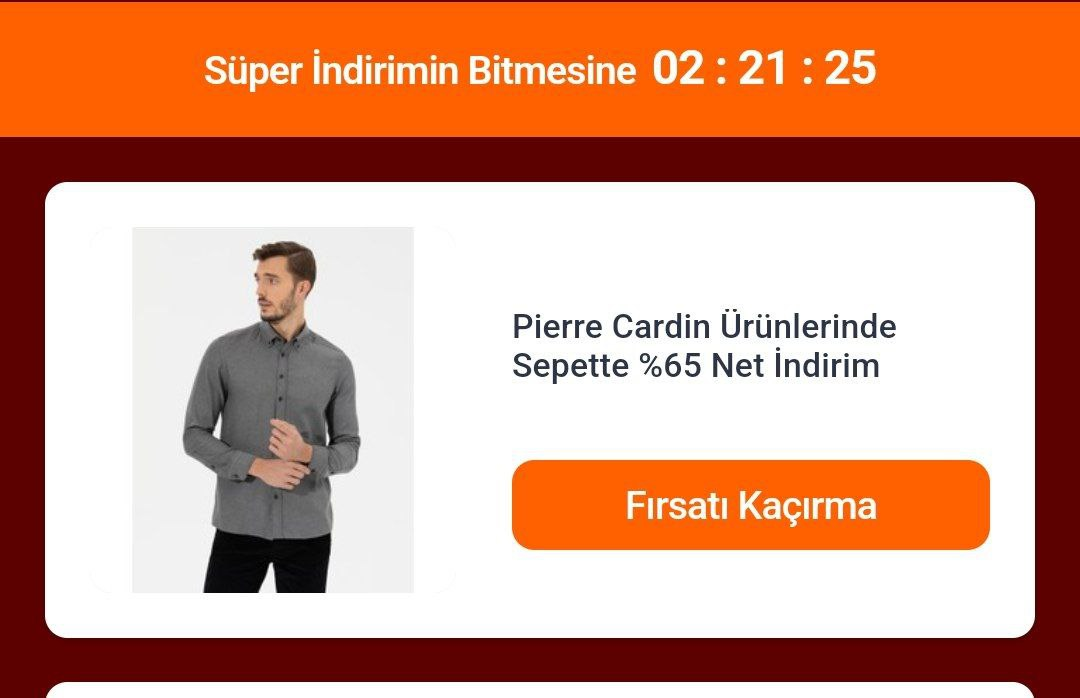 Hepsiburada pierre Cardin Ürünlerinde %65 indirim