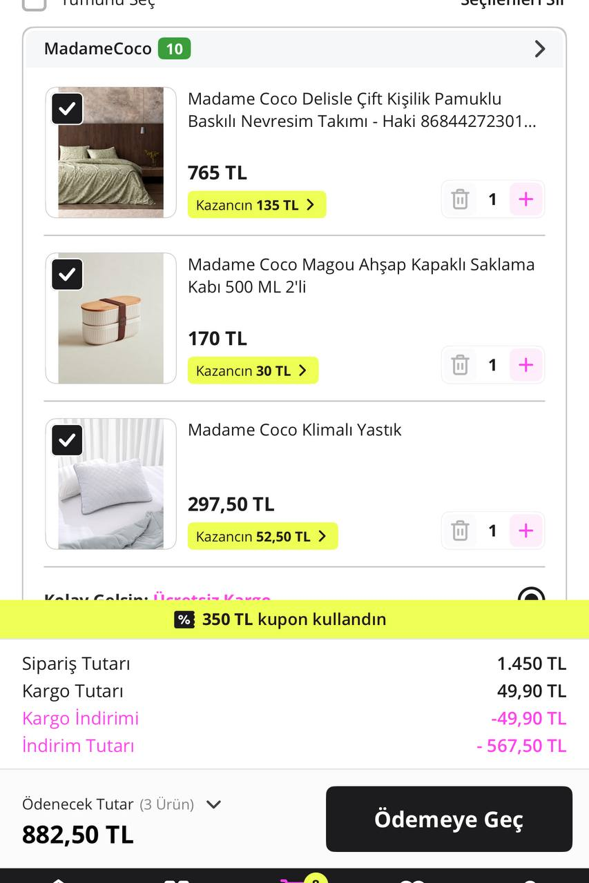 N11 Madame Coco 1000/350 TL indirim kodu