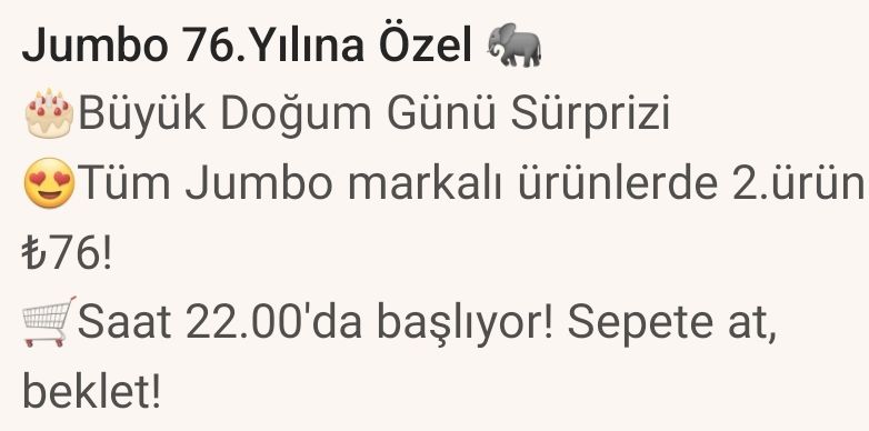 Jumbo 2. ürün 76 TL