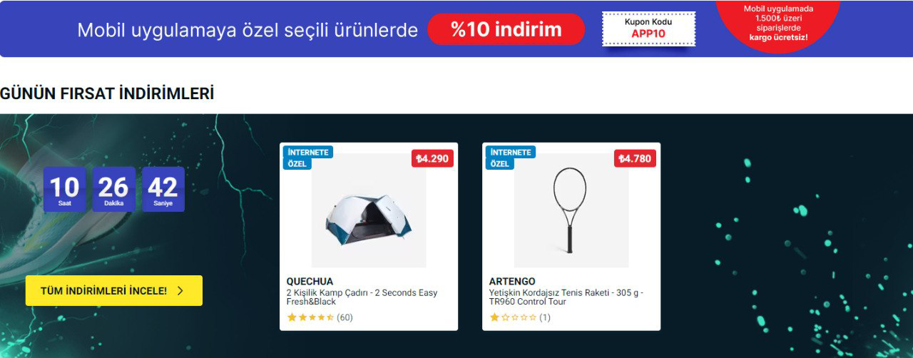 Decathlon'da bugüne özel Ücretsiz Kargo kodu