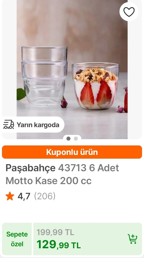 Paşabahçe 6'lı magnolia kasesi 129 TL